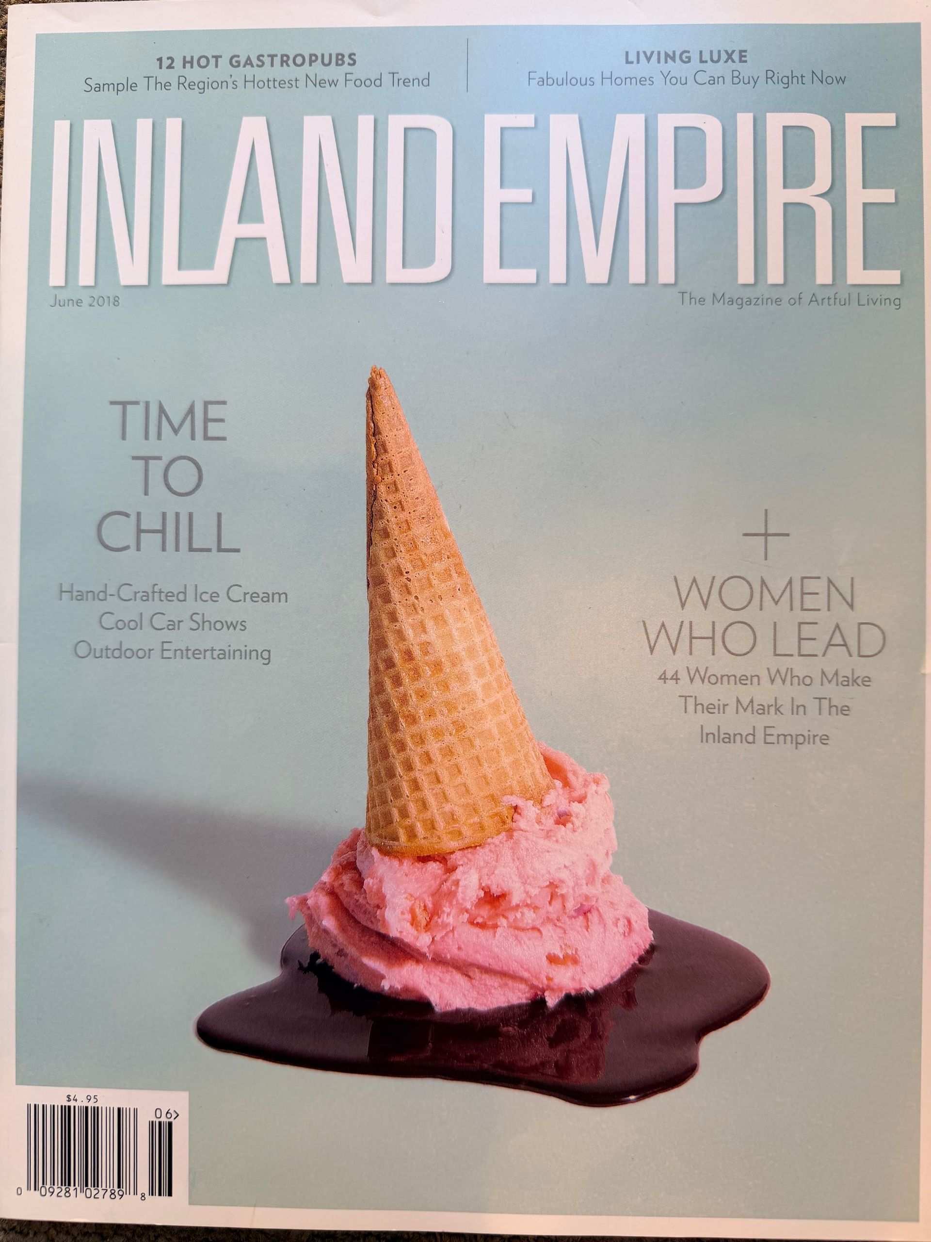 Inland Empire Magazine June 2018 cover featuring interior designer Sara Arndt of Sara Arndt Interior Design in Claremont, California