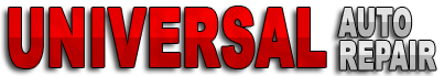 Universal Auto Repair logo with bold red and black text on a white background | Universal Auto Repair