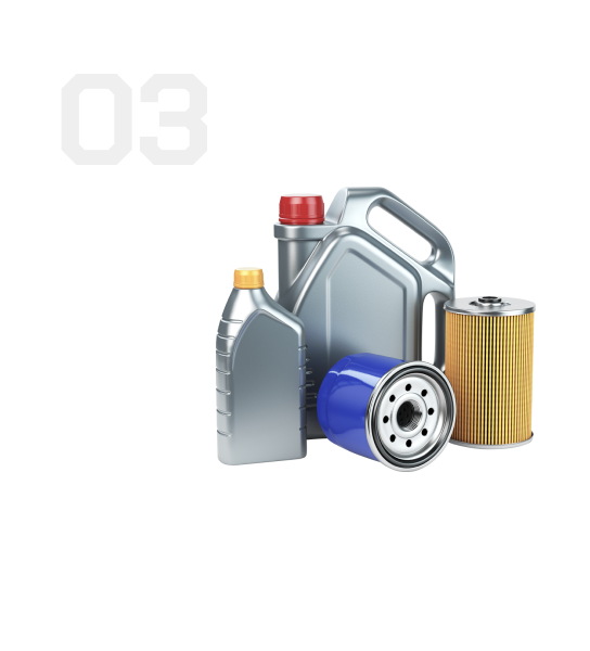 Automotive oil containers and filters grouped together on a white background | Universal Auto Repair