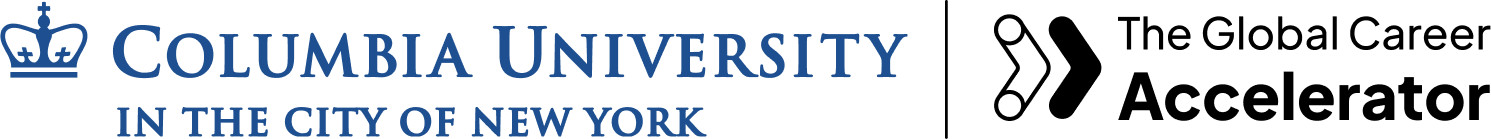 Columbia University logo next to The Global Career Accelerator logo.