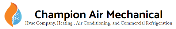 A logo for champion air mechanical heating , air conditioning and commercial refrigeration