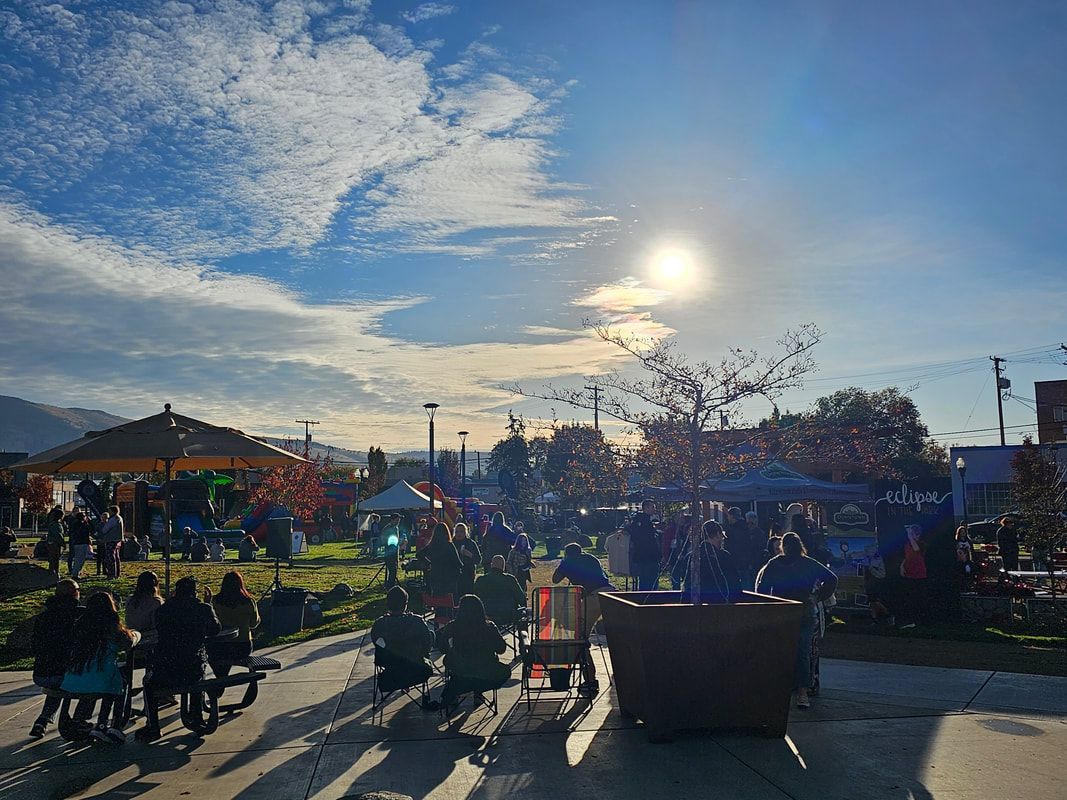 A crowd of people are gathered in a park on a sunny day.