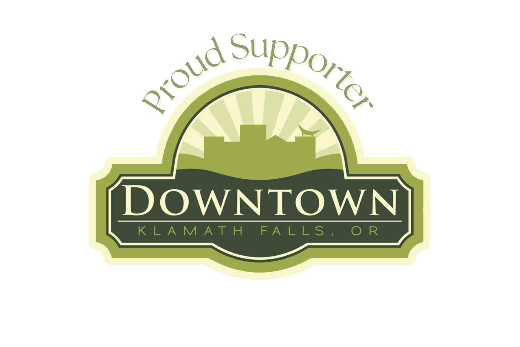 A proud supporter logo for downtown klamath falls or
