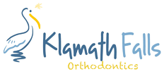 A logo for klamath falls orthodontics with a duck on it