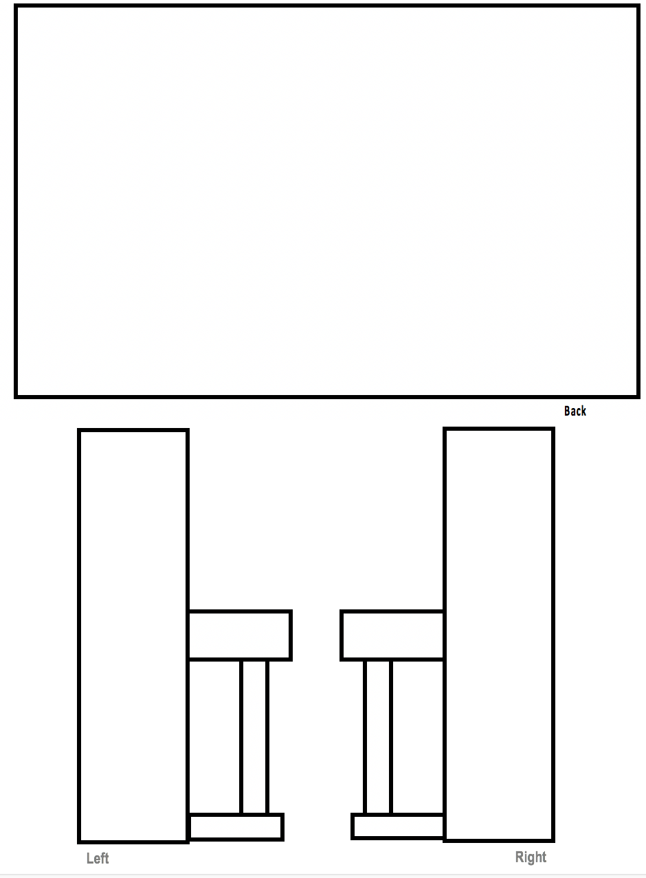 A black and white drawing of a room with a table and chairs.