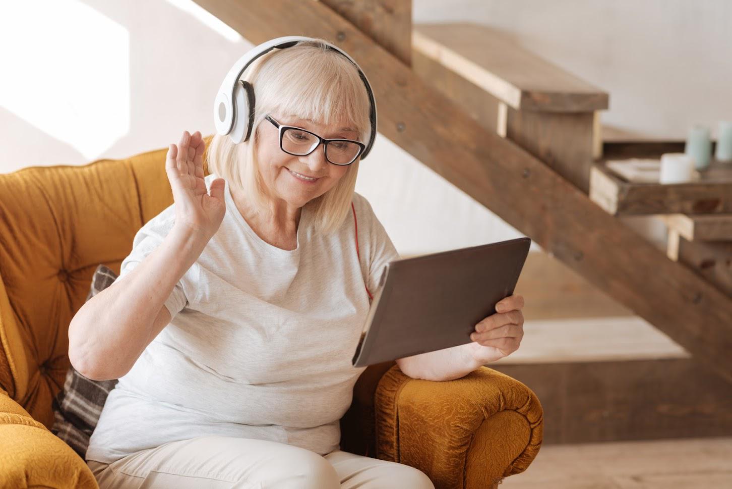 Smiling Woman Wearing Headphone — Sanford, FL — Accurate Hearing Technology Inc.