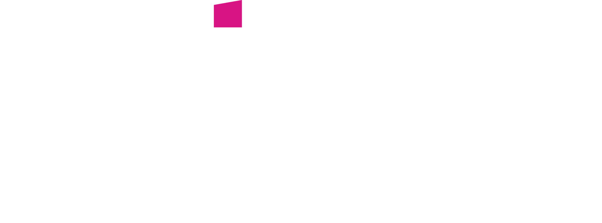 Small, magenta square in the upper center of a white background.