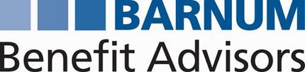 Barnum Benefit Advisors logo with dark blue text and squares design