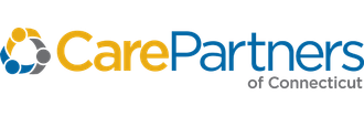 CarePartners of Connecticut logo: Blue, yellow, and gray icon with company name in blue and yellow.