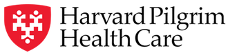 Logo for Harvard Pilgrim Health Care: red shield with white graphic and text.