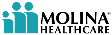 Logo of Molina Healthcare, teal figures with text 