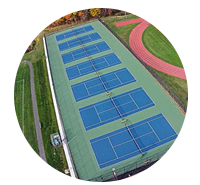 Blue Tennis Courts View | Tennis Court Construction | R.S. Site & Sports