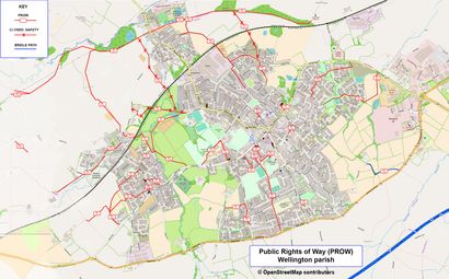 Map Of Wellington Somerset Short Walks In Wellington, Somerset.