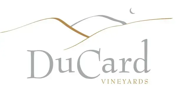DuCard Vineyards logo: stylized hills with a crescent moon above text.