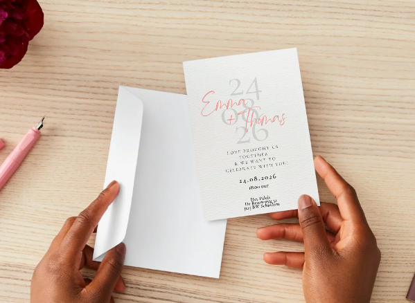 Modern wedding card with date overlay | Minimalist wedding invitation | Personalized wedding invitation