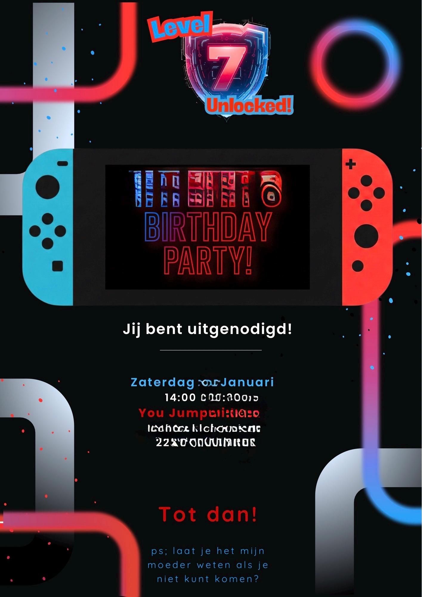 Gamer Birthday Invitation Boy, Video Game Party Invite, Level Up Template, Editable Canva Digital Download, Neon Gaming Controller