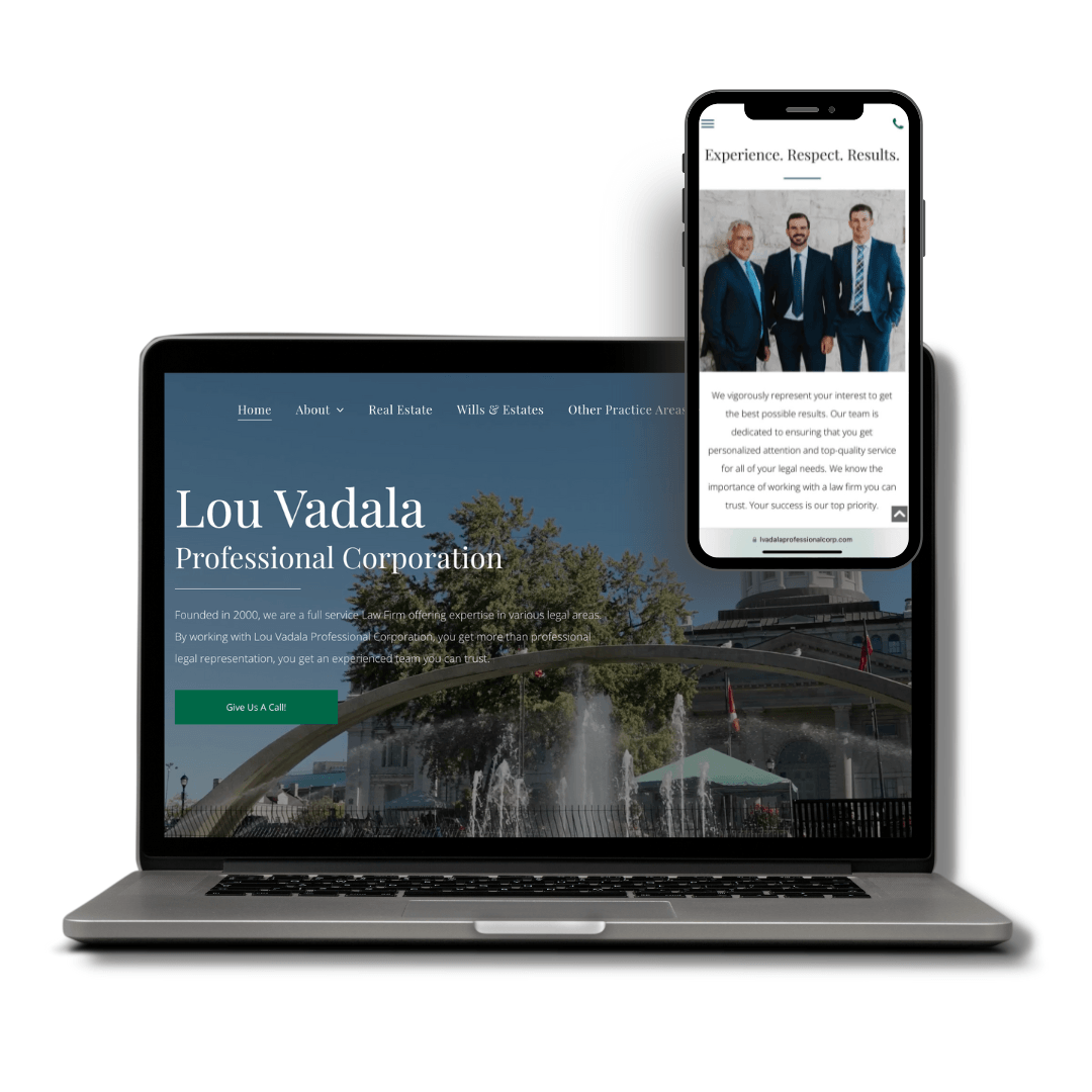 A laptop and a cell phone are displaying a website for lou vadala professional compensation.
