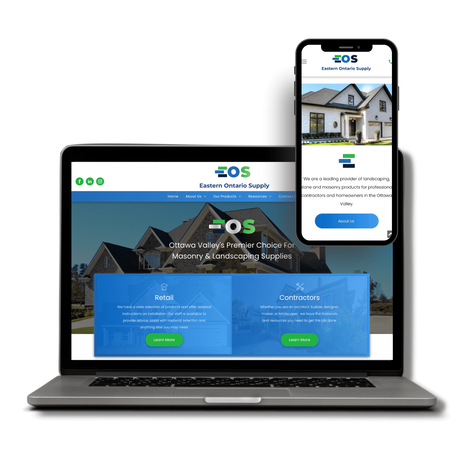 A laptop and a cell phone are displaying a website.