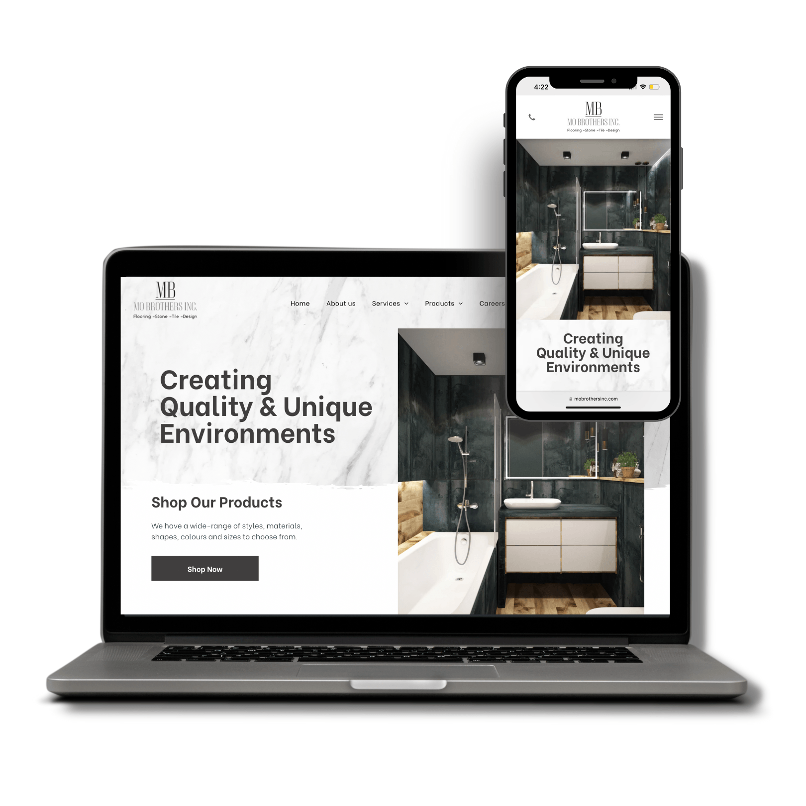 A laptop and a cell phone are displaying a website.