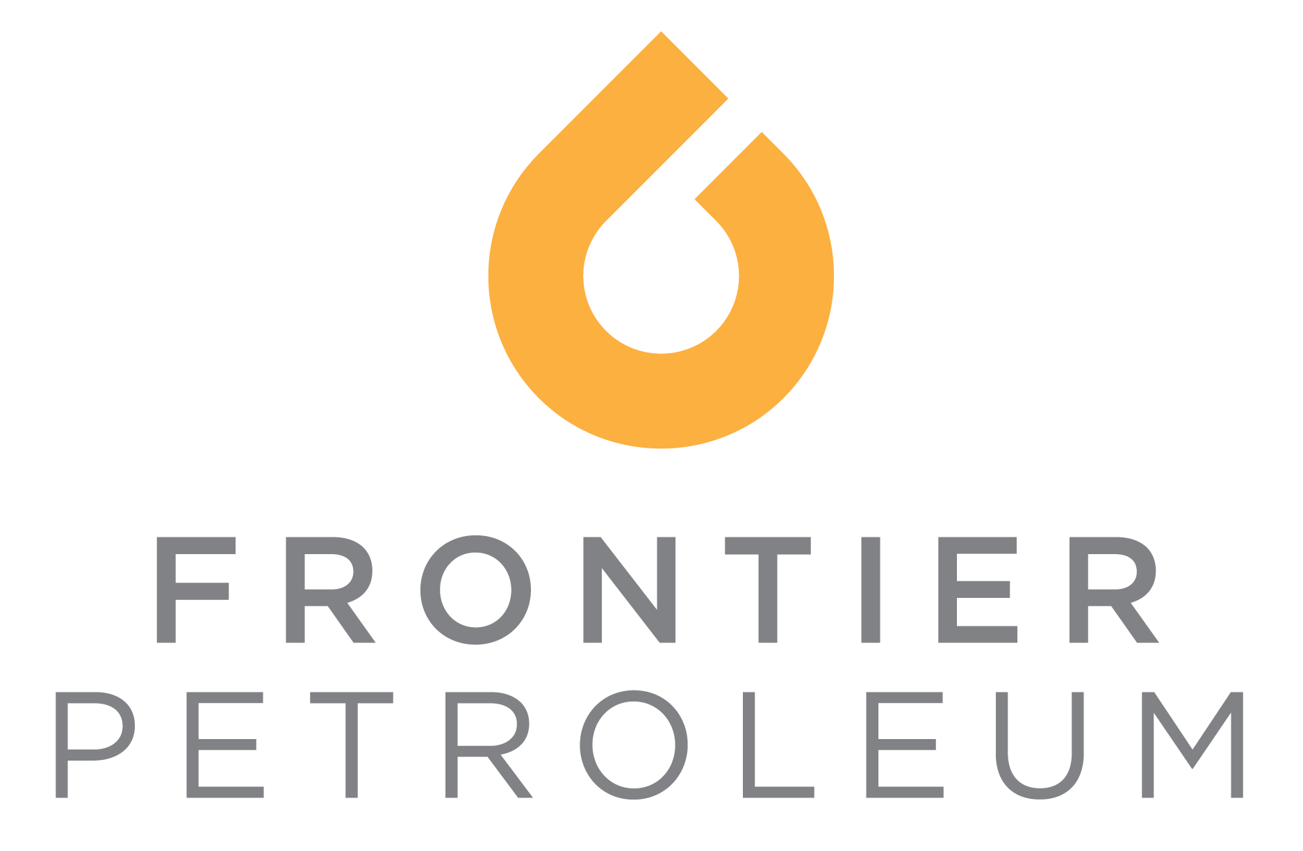 The logo for frontier petroleum has a drop of oil in the middle of it.