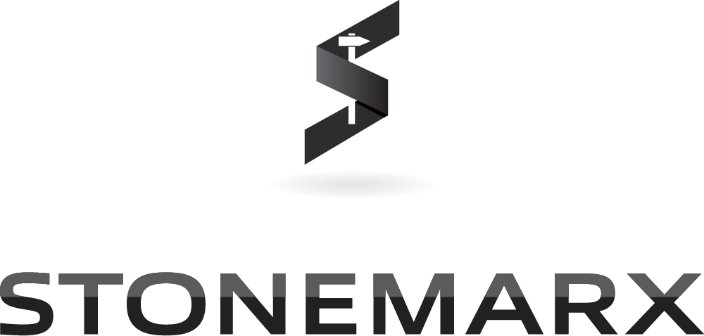 A black and white logo for a company called stonemarx