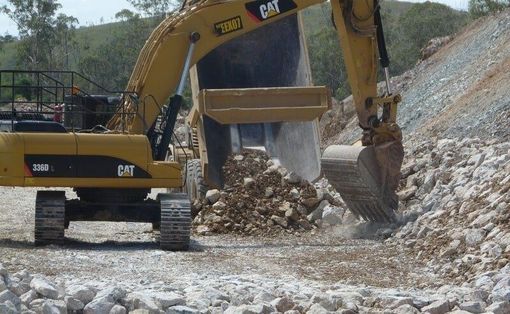 A levee bank being constructed by a Rockhampton Earthmoving team