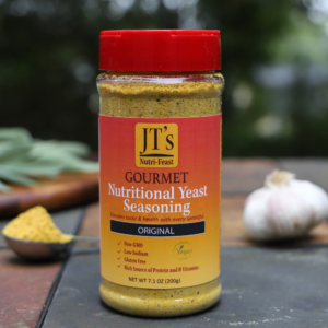 A bottle of it 's gourmet nutritional yeast seasoning