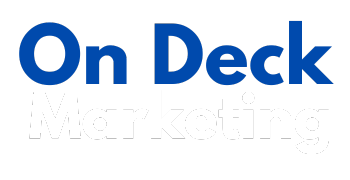 The on deck marketing logo is blue and white on a white background.