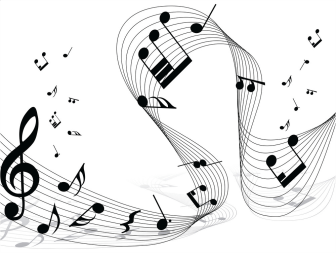 a bunch of music notes on a white background