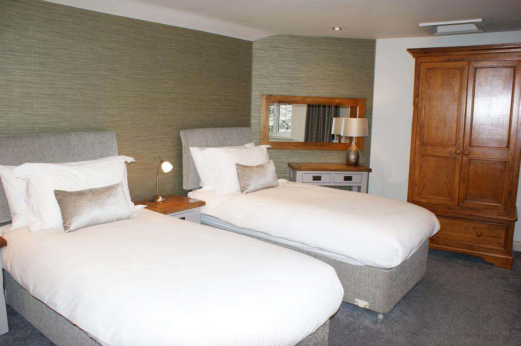 hotel room with single beds