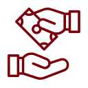 Mão entregando dinheiro para outra mão.