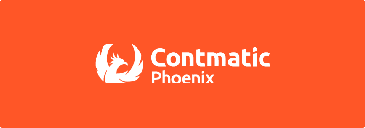 o logotipo da contmatic Phoenix está em um fundo vermelho.