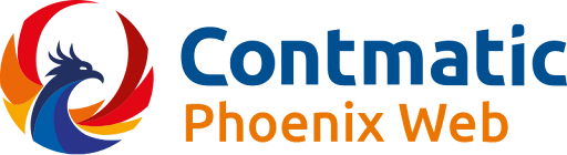 o logotipo da contmatic Phoenix está em um fundo vermelho.