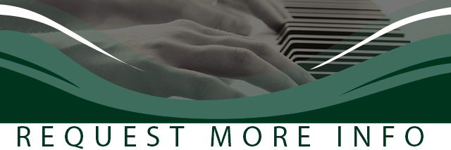 A banner displaying someone playing the piano, with text underneath saying