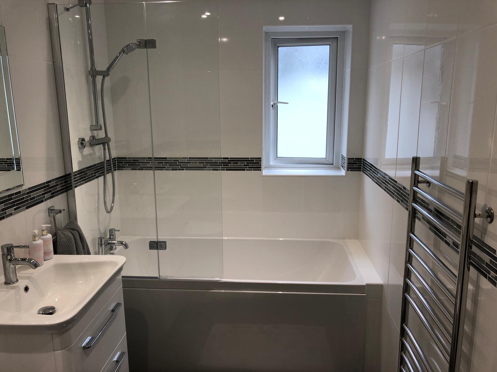 View of installed bathroom wall tiles