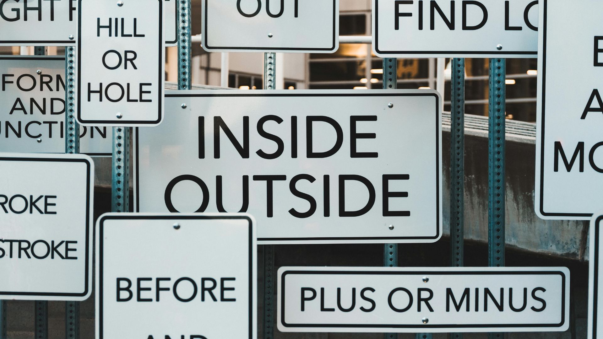 Signs with phrases like 