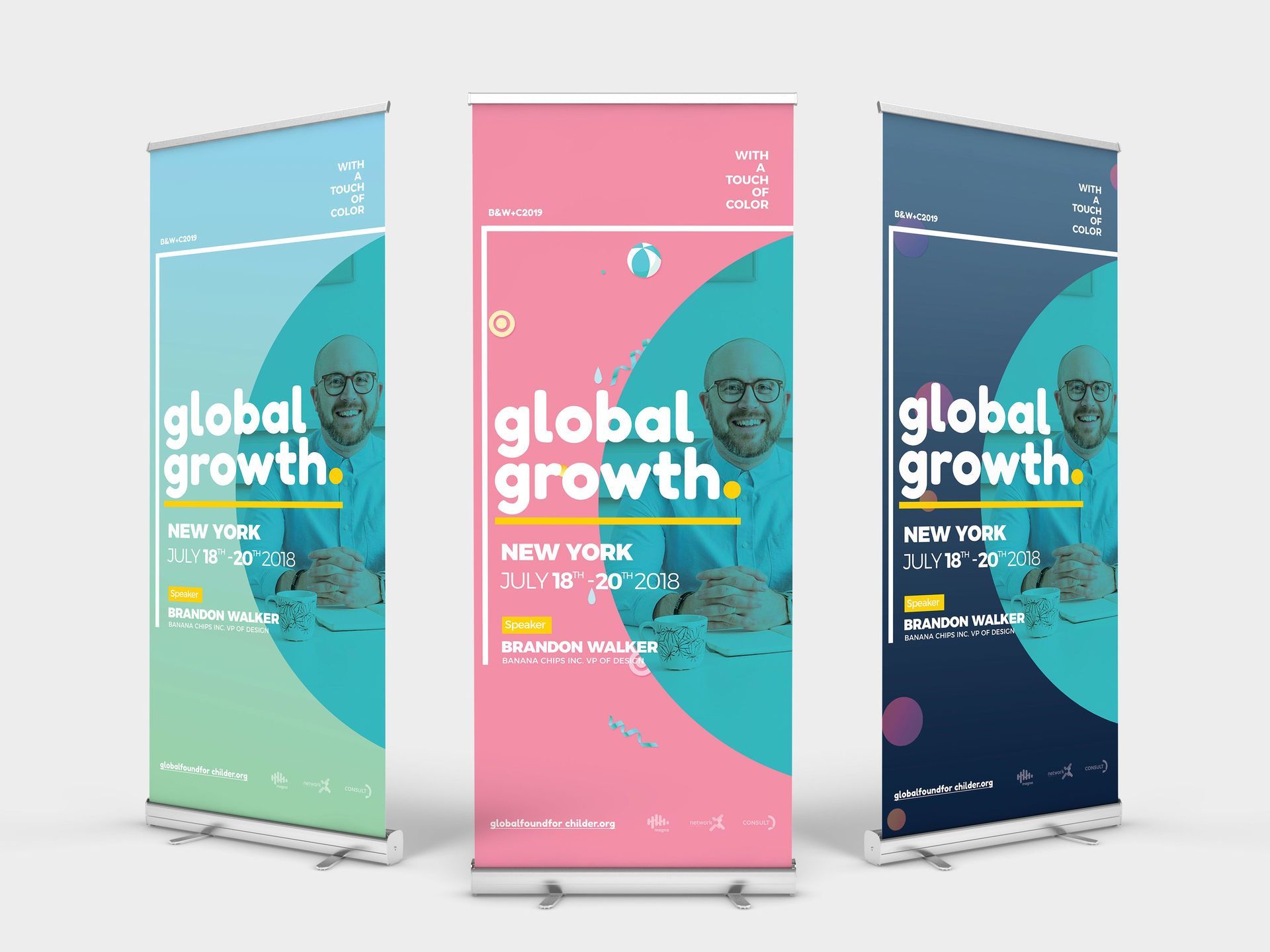 Eye-catching conference banners for Portland events.