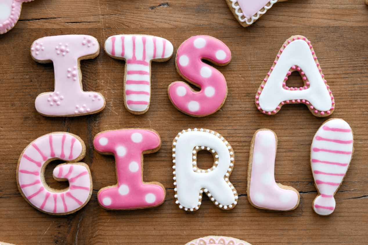 Pink iced cookies spelling