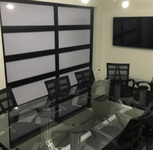 Conference Room with a Glass Table and Chairs