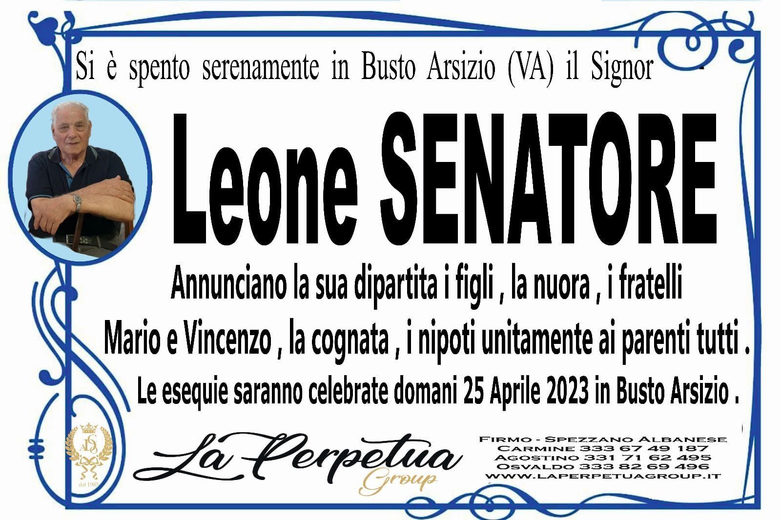 necrologio Leone Senatore