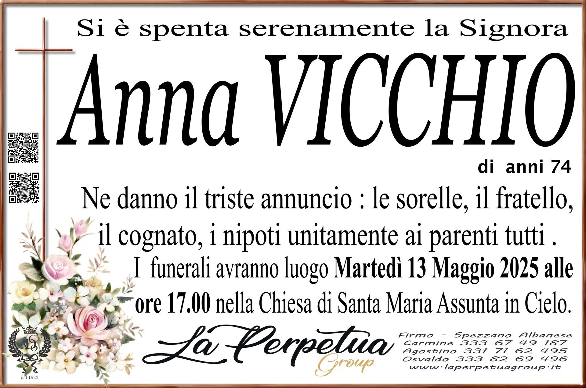 necrologio Anna Vicchio