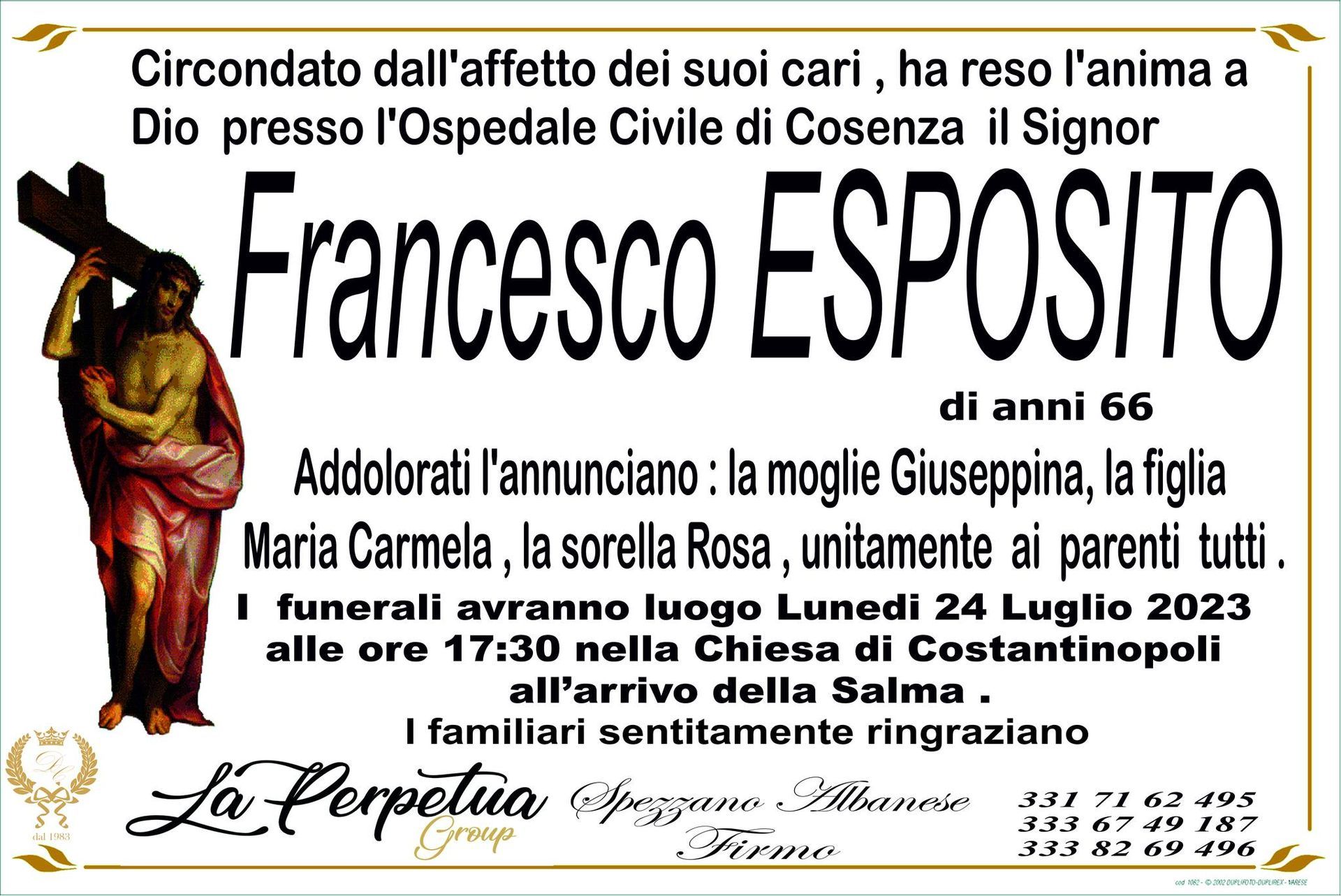 necrologio Francesco Esposito