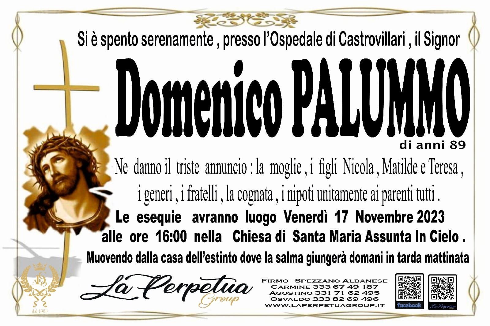 necrologio Domenico Palummo