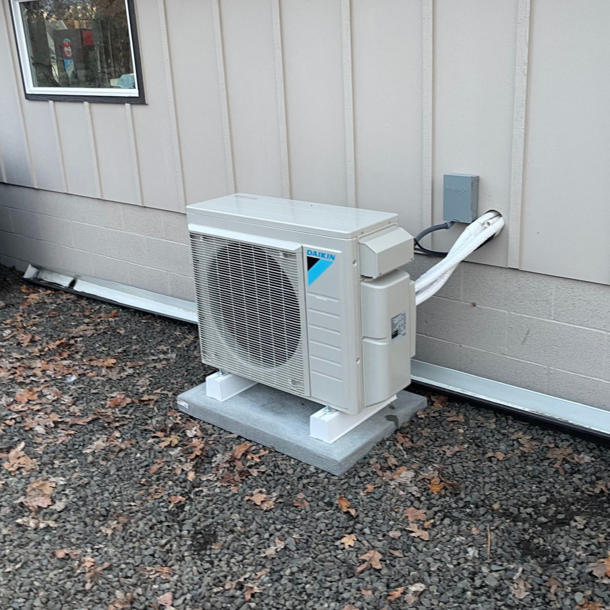 Heat Pump on side of house.