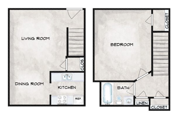 A2TH - 1 Bed, 1 Bath Floor Plan