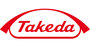 The logo for Takeda, red letters on white background.