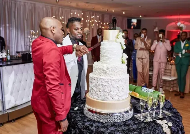 Two Men Slicing the Cake — Atlanta, GA — Pristine Chapel