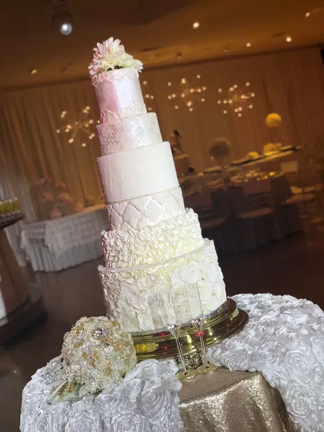 Yellow Motif Cake — 4 layer Cake in Jonesboro, GA