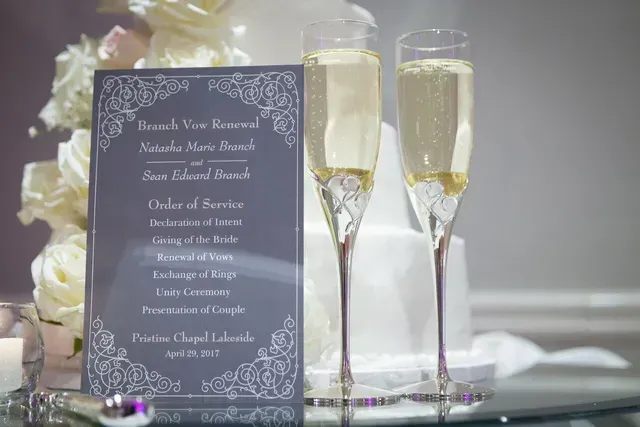 Invitation Card with Two Glass of Wine — Atlanta, GA — Pristine Chapel