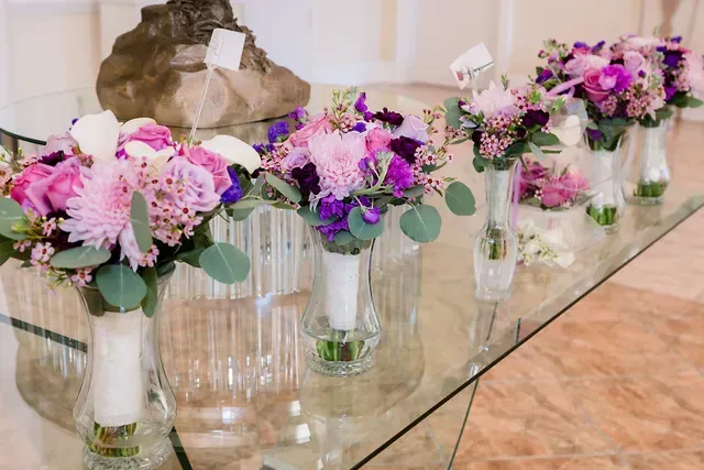Five Glasses with Flowers on Top — Atlanta, GA — Pristine Chapel
